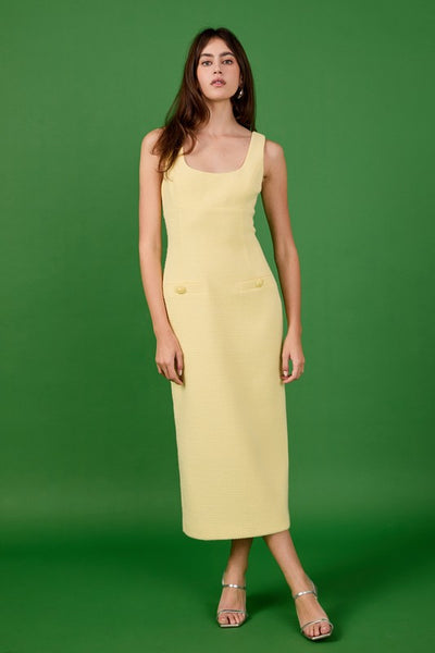 Vestido  largo sin manga tweed